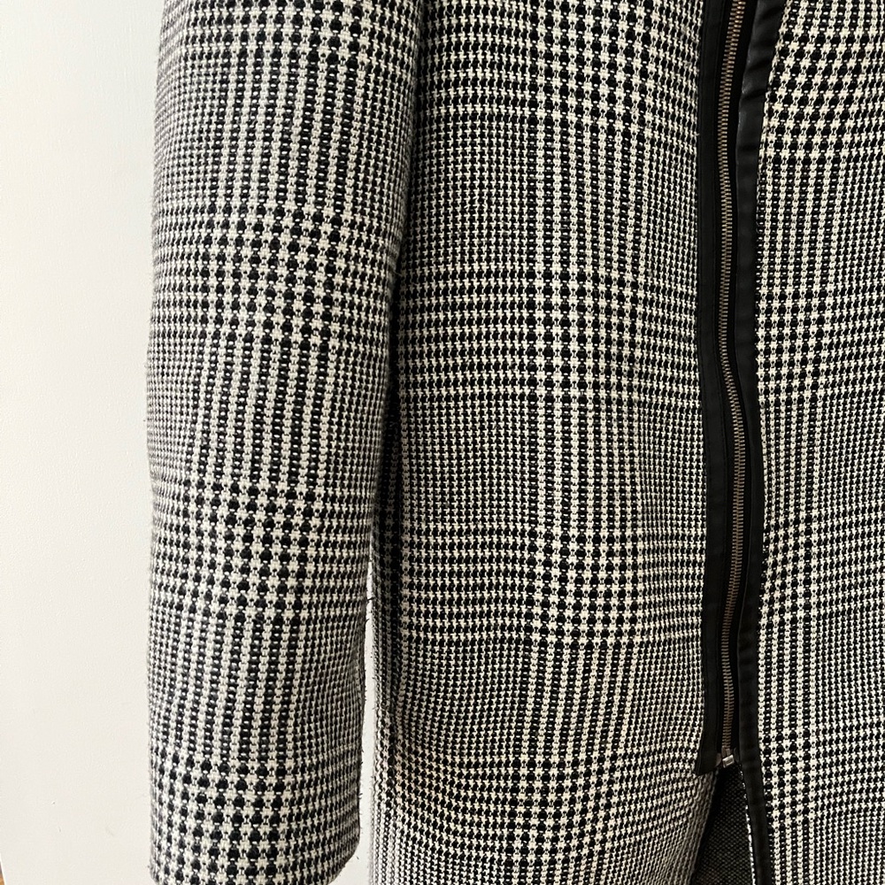 Zara Man Houndstooth Zip Plad Coat Medium Gem